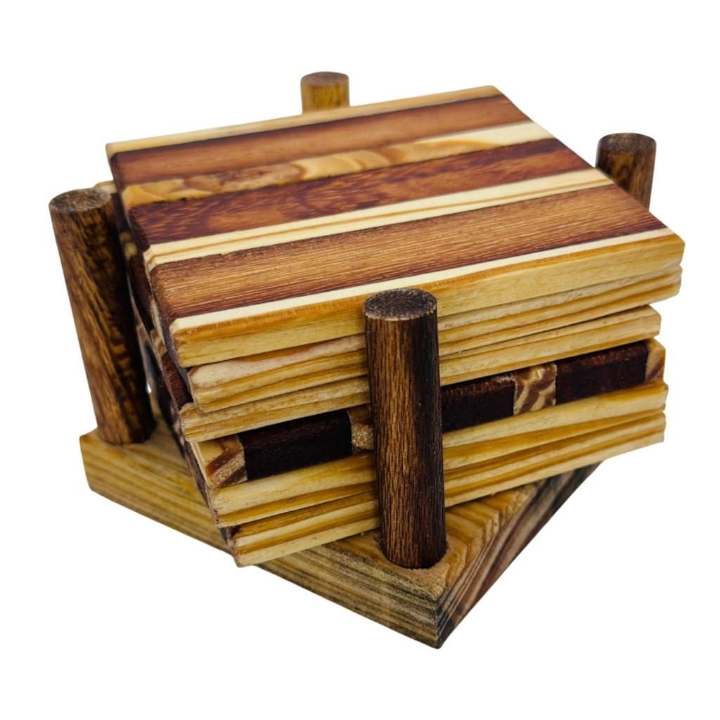 Base para Copos Madeira Marchetada Modelo II